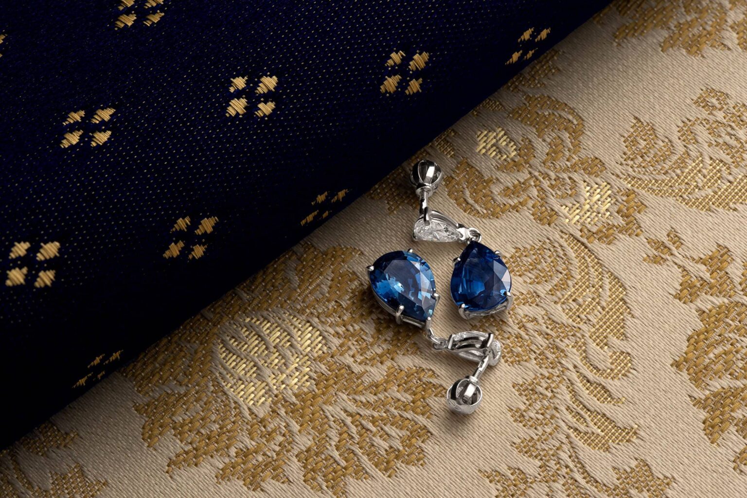 Creative jewelry styling for sapphire earrings Mikus Diamonds