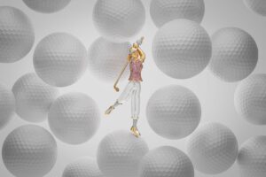 CGI jewelry photography of a golfer brooch