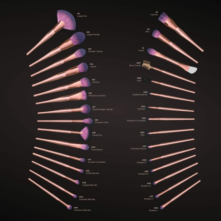Makeup brushes can be rendered into any resolution for absolute detail