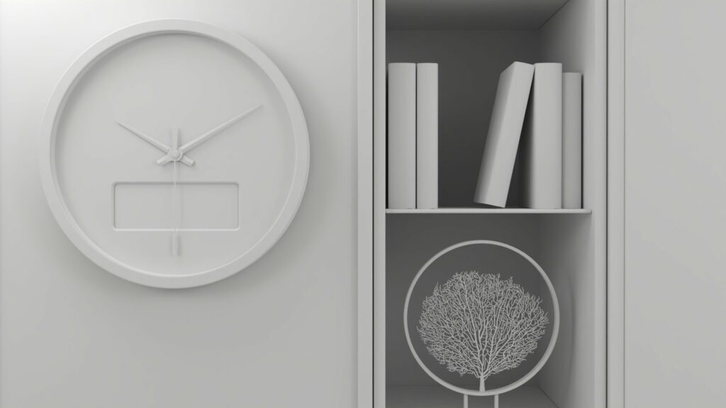 Prayer wall clock rendered clay model image