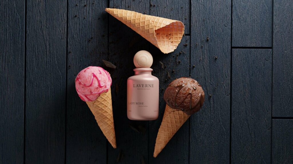 ice cream and perfume product photography