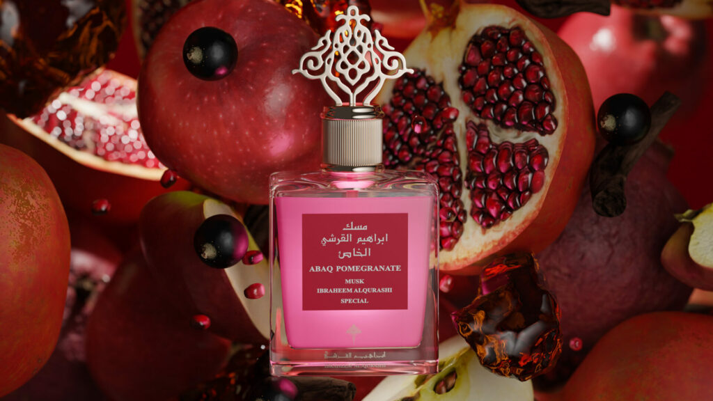 Ibraheem Al Qurashi Pomegranate Perfume, 3D campaign