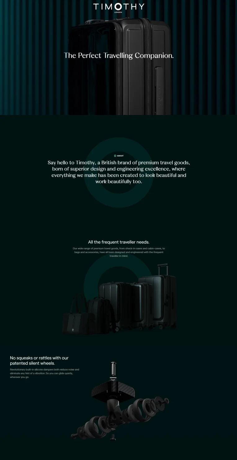 Timothy london website in green color with animations and parallax effects
