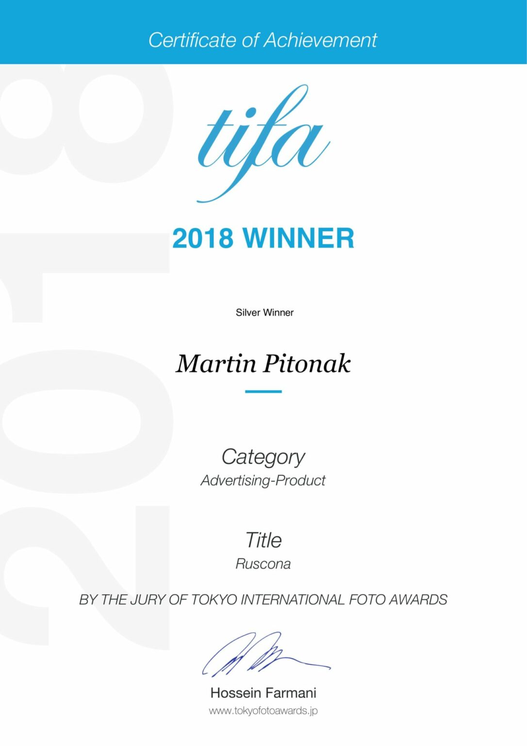 Silver at Tokyo International Foto Awards 