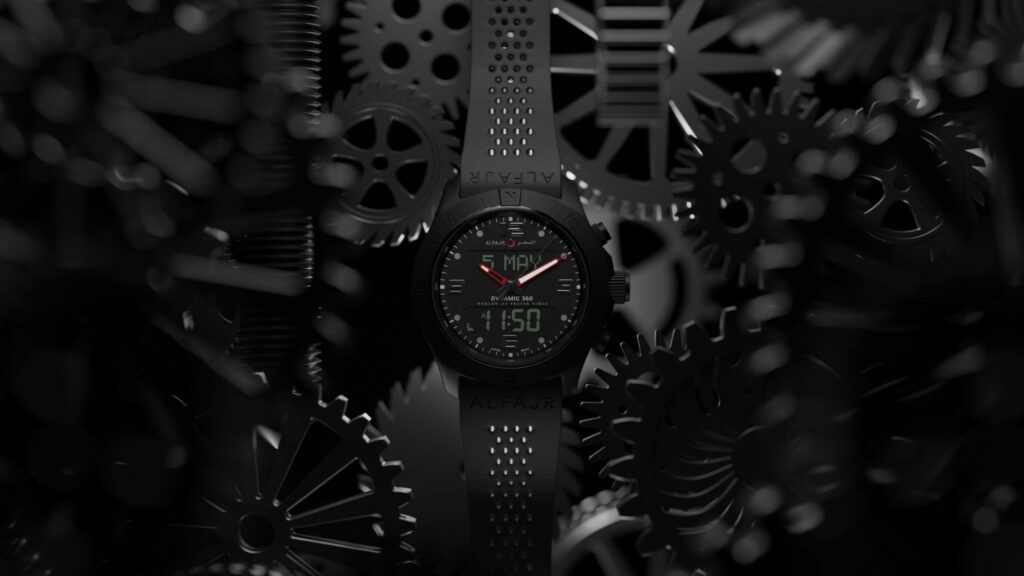 Creative CGI watch product photography with gears