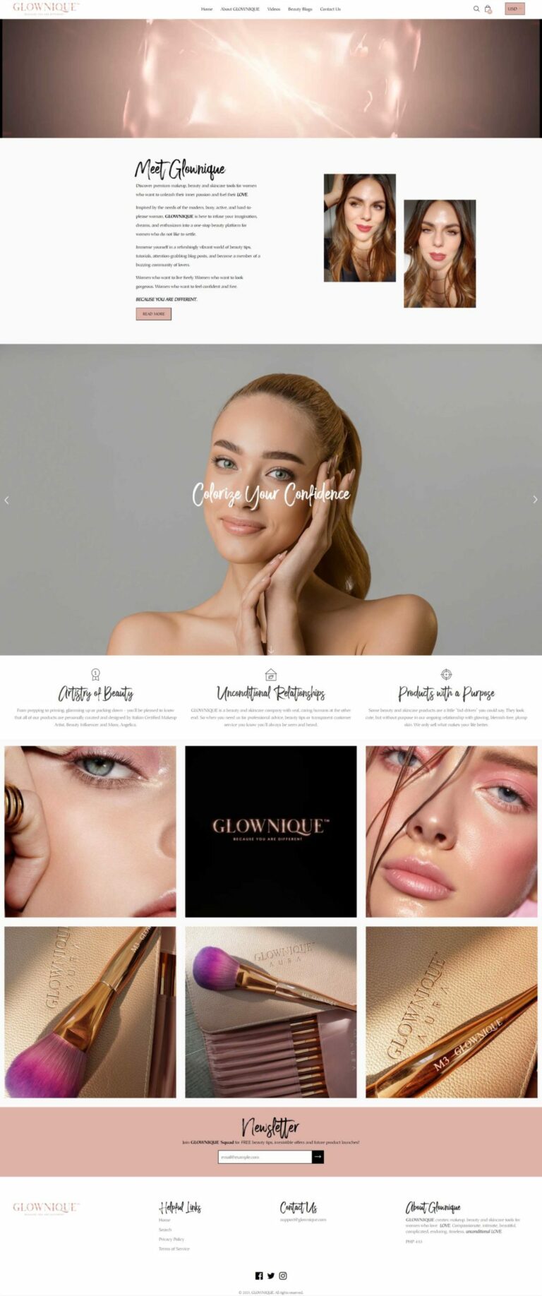 Glownique - makeup brushes website