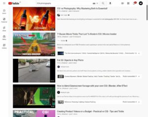 CGI Photography Youtube Videos - tutorials on YouTube